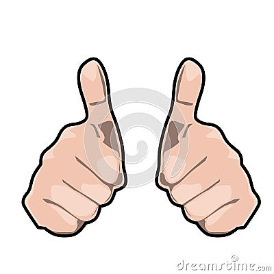 illustration of a hand gesture by raising both thumbs, a sign of support and praise Stock Photo