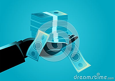 Illustration of a hand holding stack of money Vector Illustration