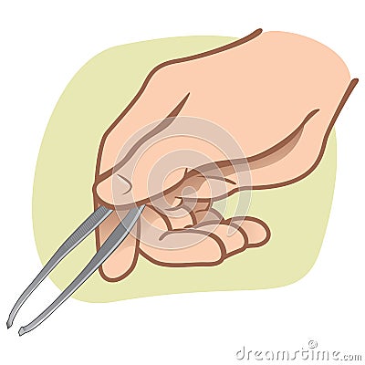 Illustration hand person holding tweezers Vector Illustration