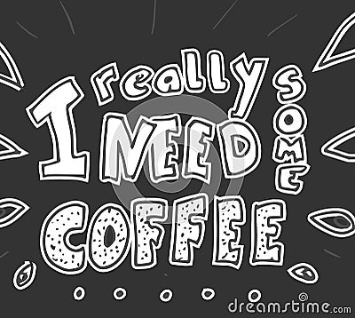 Black and white poster coffee Cartoon Illustration