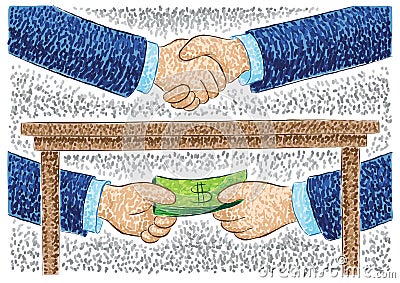 Illustration of hands bribing Vector Illustration