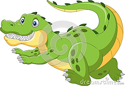 Happy cartoon crocodile running fast Vector Illustration