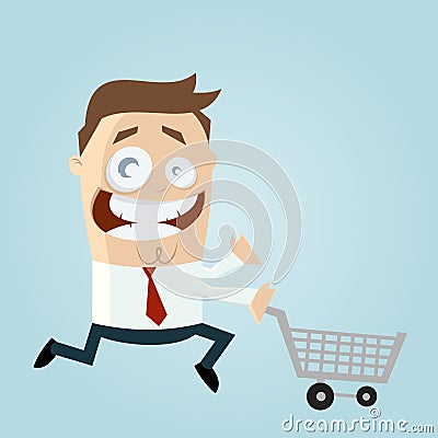 Cartoon man running shopping Vector Illustration