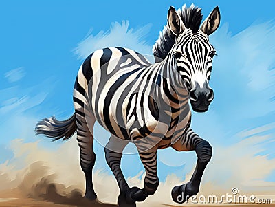 Illustration of a Happy Cute Zebra Horse Cartoon Illustration