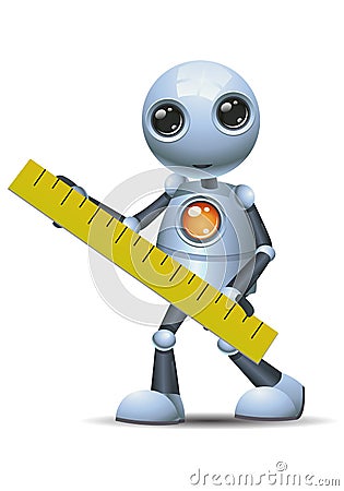 Little robot hold big ruler Vector Illustration