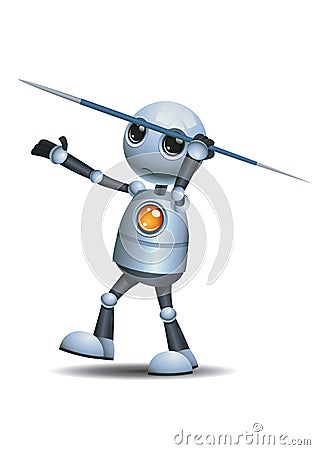 Little robot hold javelin spear Vector Illustration