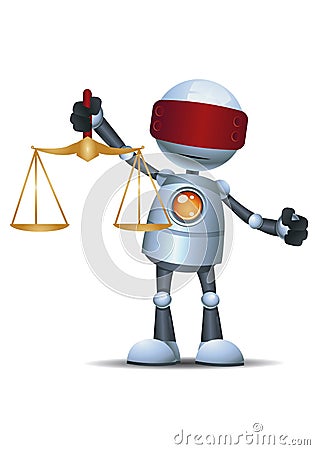 Little robot hold justice scale Vector Illustration