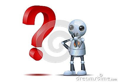 Little robot watch a question symbol Vector Illustration