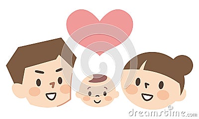 Illustration of a happy family of three Vector Illustration