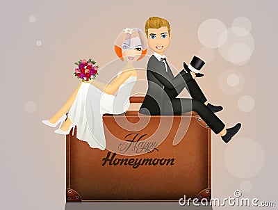 Happy honeymoon for spouses Stock Photo