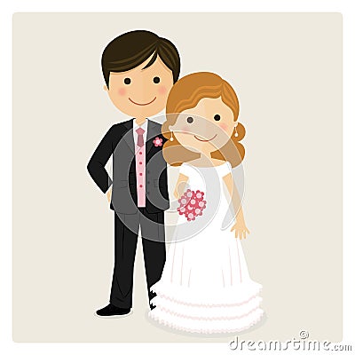 Illustration of happy just married Stock Photo