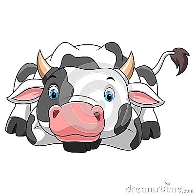 Happy little cow cartoon Vector Illustration