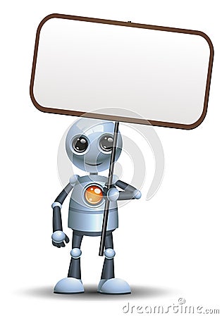 illustration of a happy little robot businessman hold sign Vector Illustration