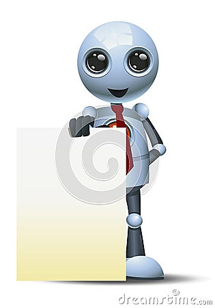 Little robot businessman presenting blank board Vector Illustration