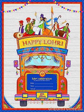 Happy Lohri holiday background for Punjabi festival Vector Illustration