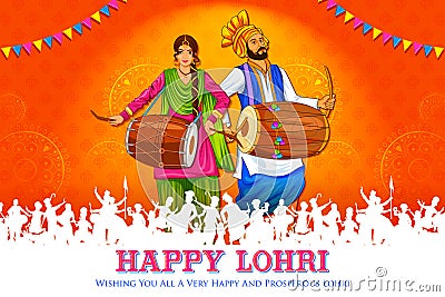 Happy Lohri holiday background for Punjabi festival Vector Illustration