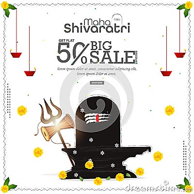 Illustration of Happy Mahashivratri Big Sale offer design. 50% off Sale poster, advertisement Vector Illustration