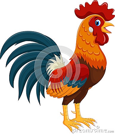 Illustration of happy rooster cartoon Stock Photo