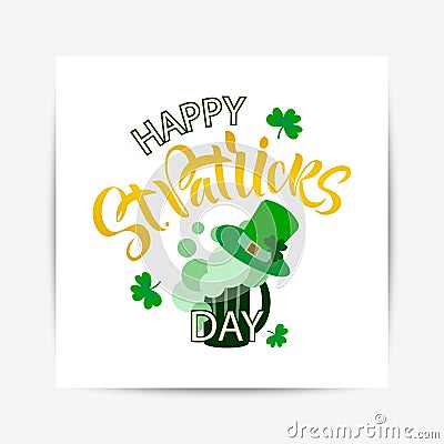 Illustration of Happy Saint Patrick`s Day logotype. Stock Photo