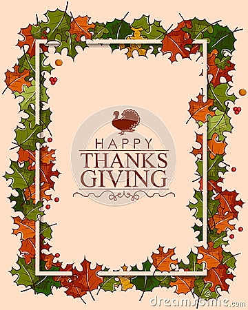 Happy Thanksgiving background with maple leaves Vector Illustration