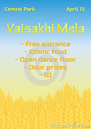 Illustration of Happy Vaisakhi Punjabi spring harvest festival. Vector Illustration