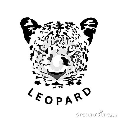 Illustration head of leopard, tattoo animal, isolated tattoo Vector Illustration