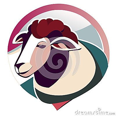 Illustration of a head of a sheep viewed from side set inside circle on isolated background done in retro style. AI generated Vector Illustration