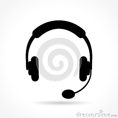 Headset black icon Vector Illustration