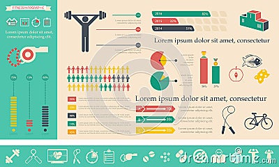Illustration of health lifestyle infographic in flat designed Vector Illustration