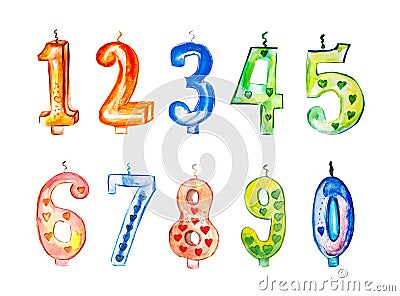 Illustration with hearts of numbers from zero to nine Stock Photo