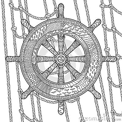 Illustration of an helm in the zentangle style. Vector Illustration