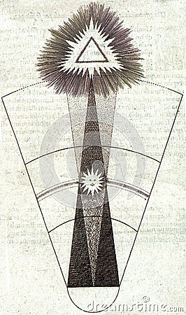 illustration hermetic alchemical trajectory of the sun towards the empyrean by robert fludd Cartoon Illustration