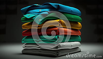 Illustration high angle of stack of folded shirts Cartoon Illustration