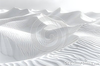 A highresolution texture of white sand, with soft ripples and undulating patterns, set against an allwhite background. the im Cartoon Illustration