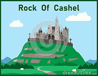 Rock Of Cashel, County Tipperary, Ireland Cartoon Illustration