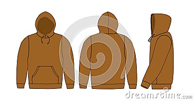 Illustration of hoodie hooded sweatshirt with side view / brown Vector Illustration