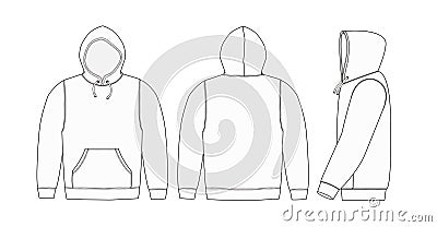 Illustration of hoodie hooded sweatshirt with side view / white Vector Illustration