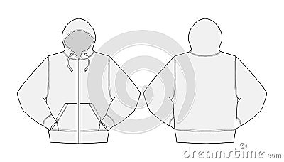 Illustration of hoodie hooded sweatshirt , zip up parka / white Vector Illustration