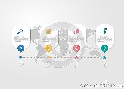 Horizontal timeline infographics 4 steps Vector Illustration