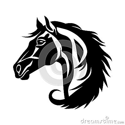 Illustration of horse head in drawing stencil style. Vector Illustration