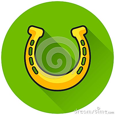 Horseshoe circle flat green icon Vector Illustration