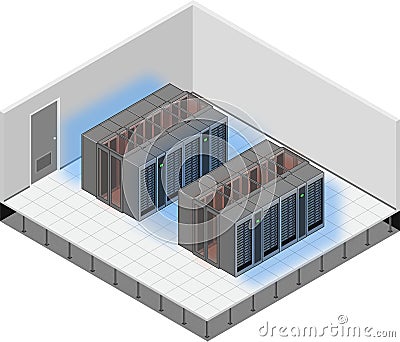 Illustration of a hot aisle containment in a data center. Stock Photo