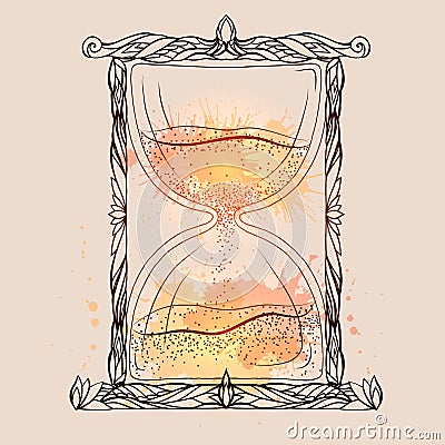 Illustration of an hourglass with a doodle pattern Vector Illustration