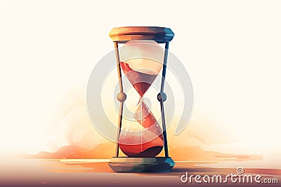 illustration of hourglass with sand. Concept of time. Generative AI Cartoon Illustration