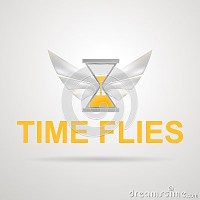 Illustration of hourglass with wings. Time flies. Vector Illustration
