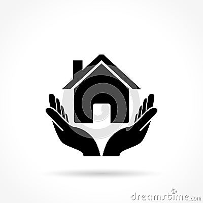 House icon with hands Vector Illustration