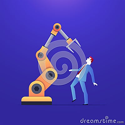 Artificial intelligence is replacing man Vector Illustration
