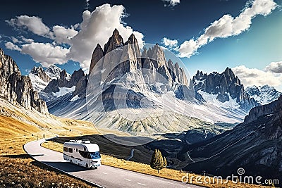 illustration, huge mountains of the italian alps ,generative ai Cartoon Illustration