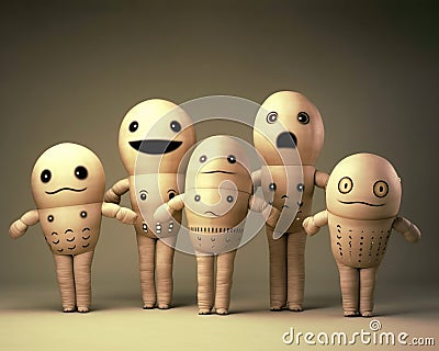 Illustration of human bodies with face emojis Stock Photo