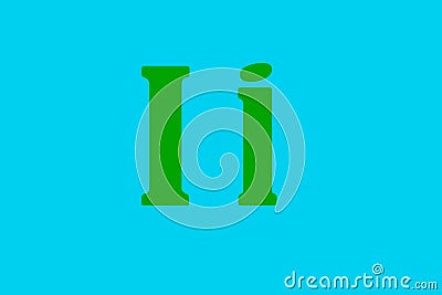 Illustration of the `i` letter drawn with green colors Stock Photo